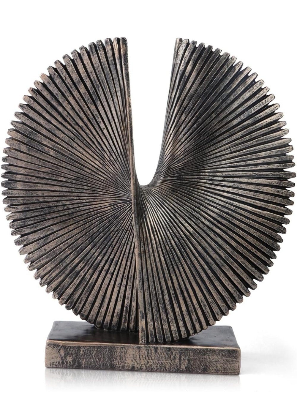 Decorative Bronze-Tone Sculptural Art Accent - Modern Fan Design